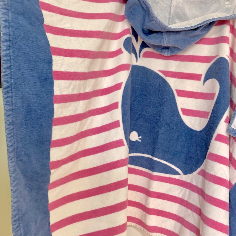POTTERY BARN Kids Whale Bath Beach Wrap Towel Pink Blue 46" Wide x 29" Long - Picture 7 of 15